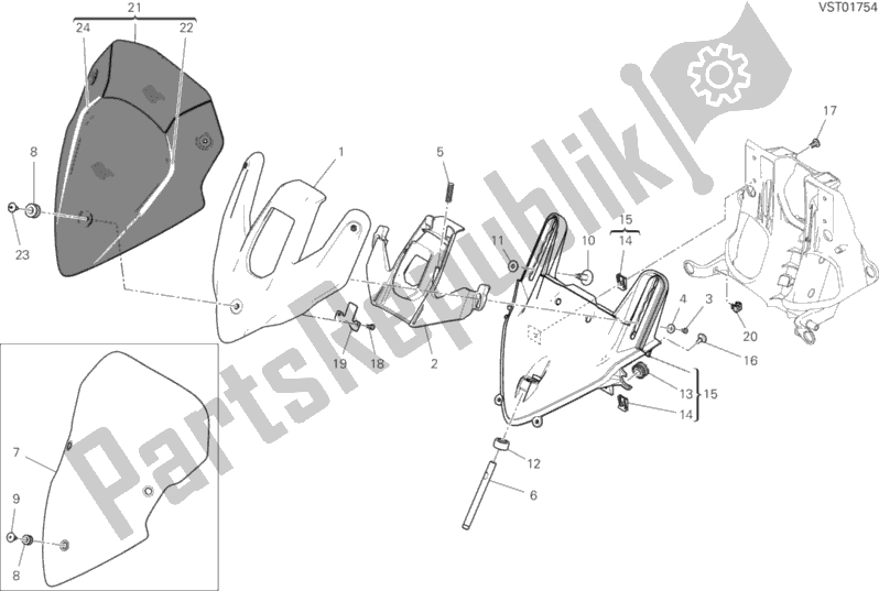 Toutes les pièces pour le Pare-brise du Ducati Multistrada 1260 S Pikes Peak Thailand 2018
